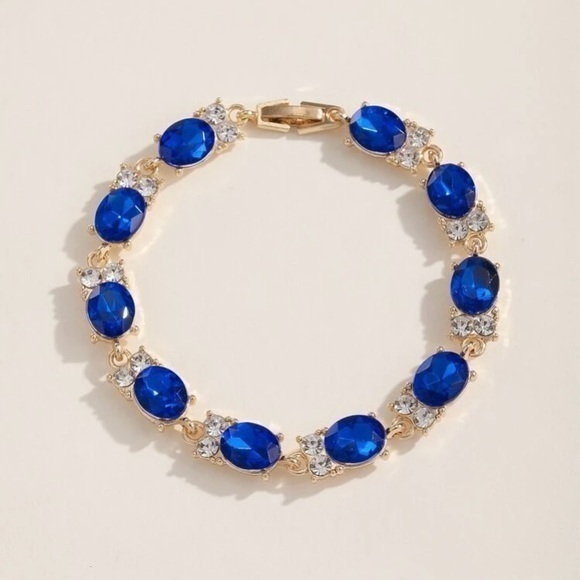 Sapphire And Rhinestone Bracelet - Picture 1 of 5